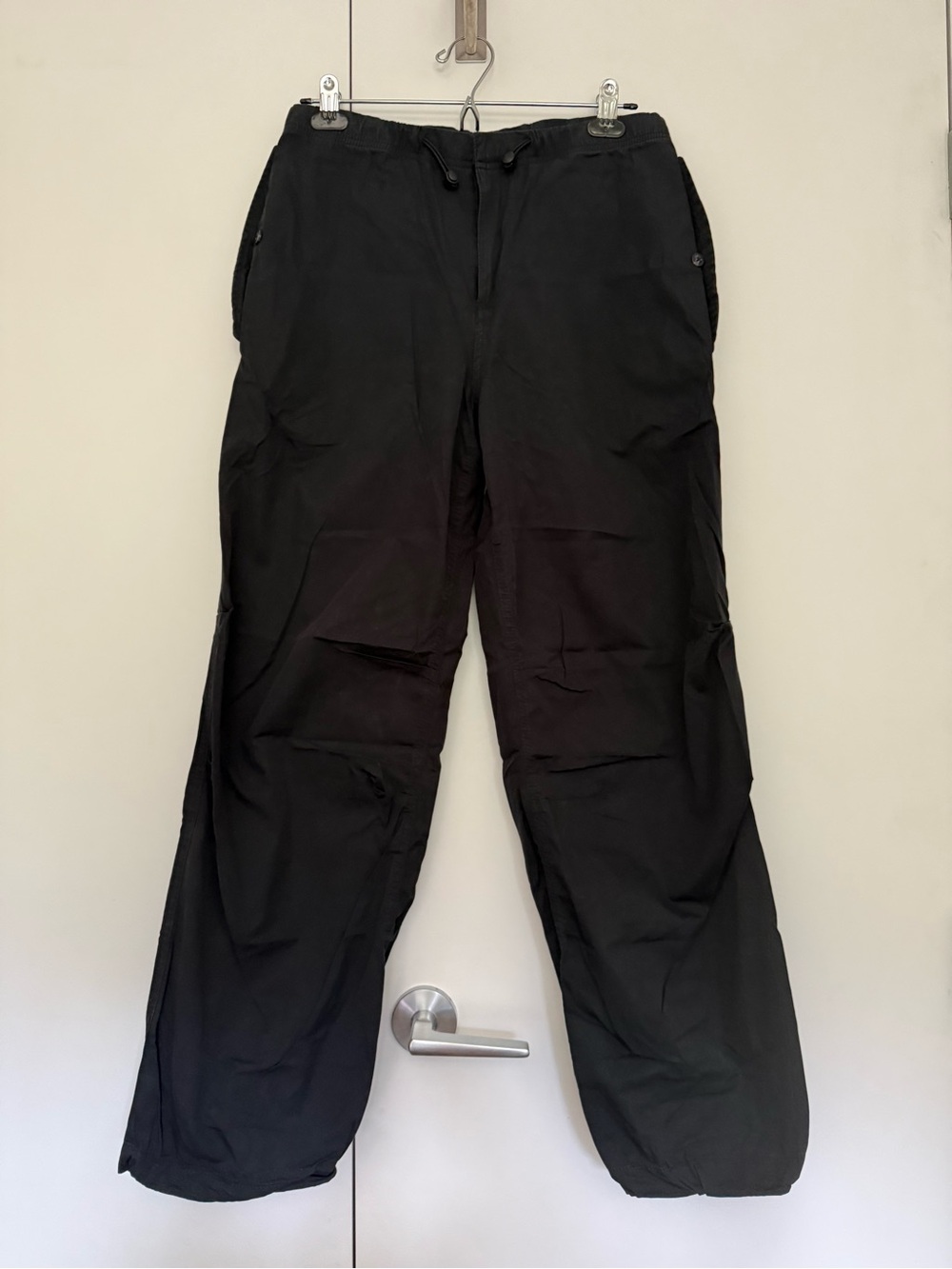Women's Black Drawstring Track Pants with Cargo Pockets